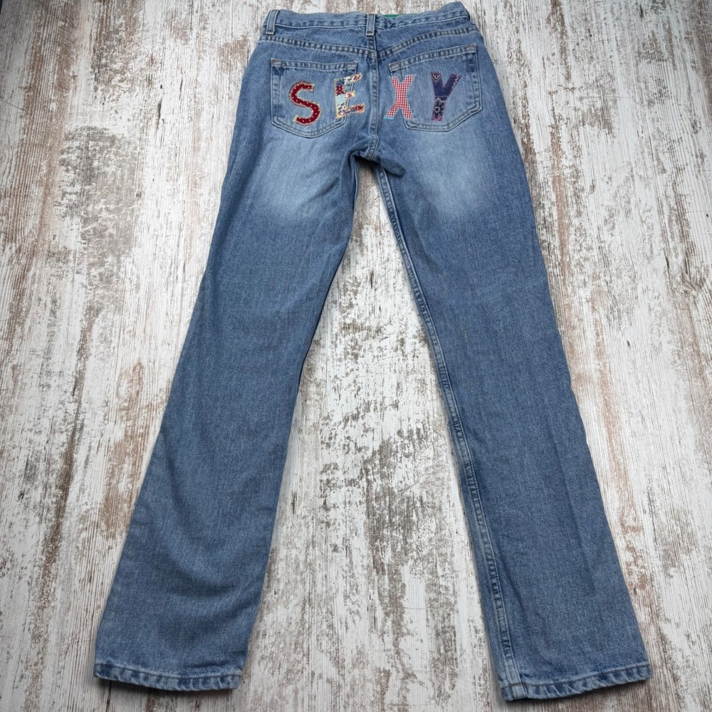 London Jean Vintage Straight Leg Patchwork Sexy Spell Out Jeans 4 Indie Sleaze‎ - Picture 2 of 9